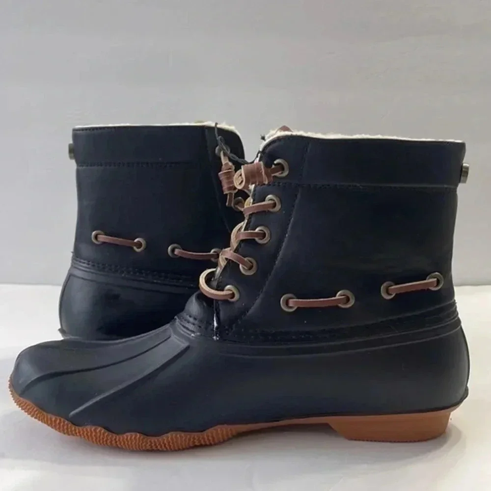 Seven7 Women's Waterproof Duck Rain Boots‎ Women’s Black Size 8